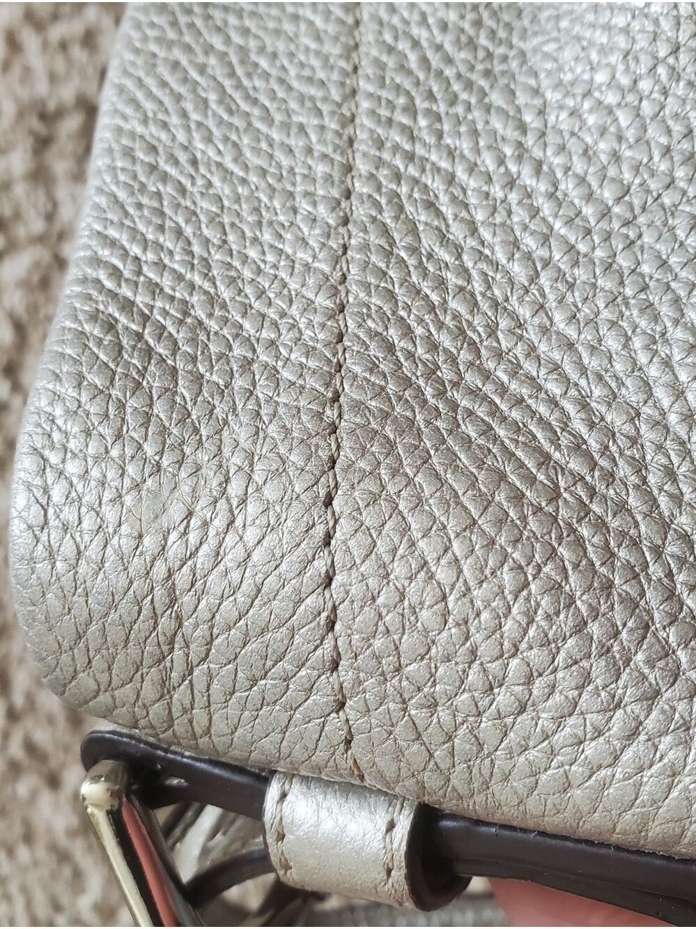 Coach Silver Leather Duffle Hobo Purse Lavender Interior - Picture 15 of 16